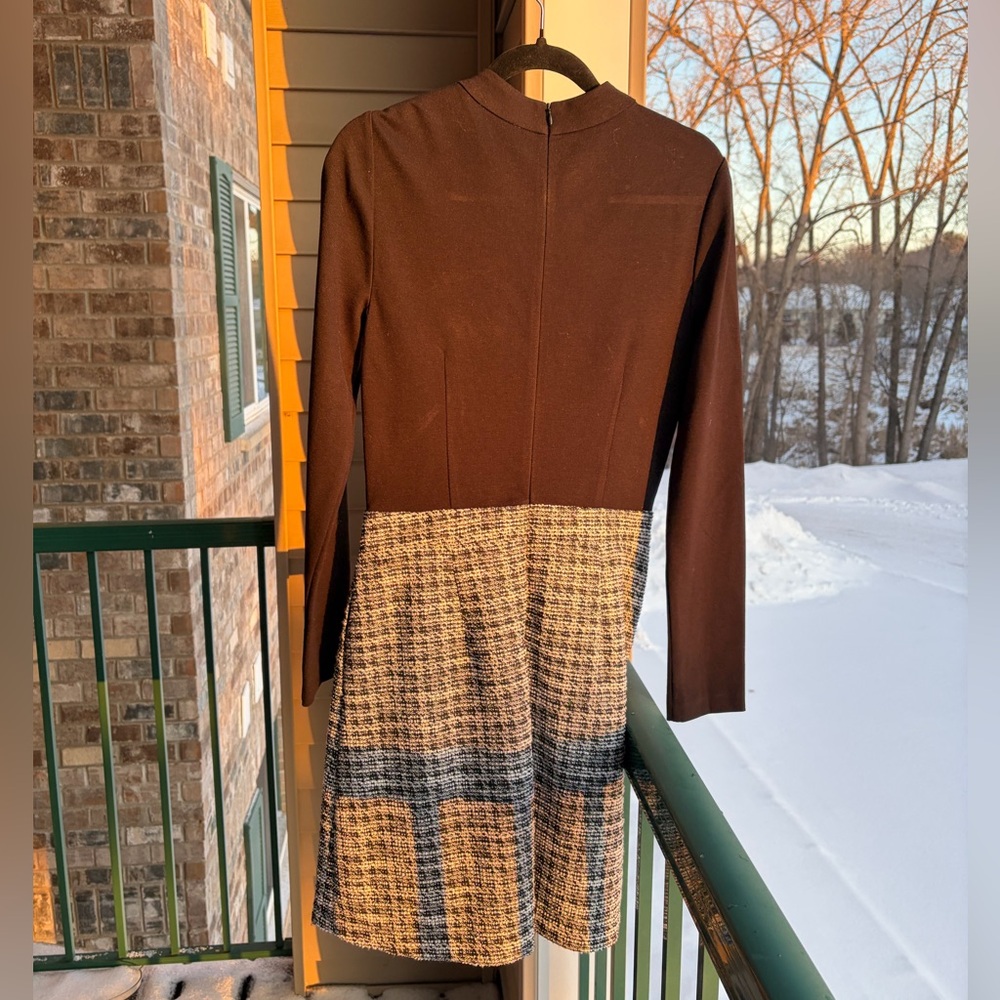 🆕 Eliza J Tweed Mock Neck Long Sleeve Dress Embellished Buttons Size 10 Office - Picture 5 of 17